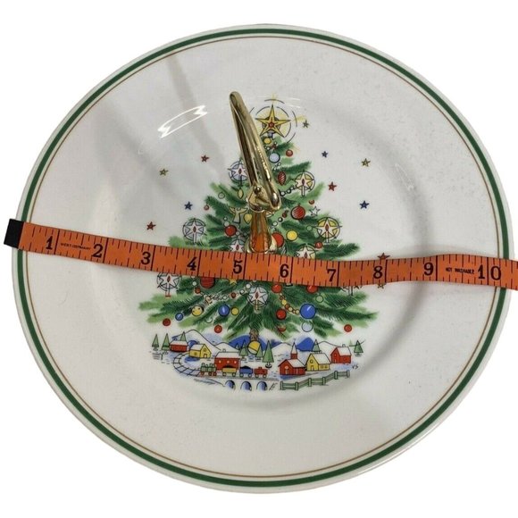 Salem Christmas Eve Christmas Tree Single Layer Porcelain 10" Tidbit Serve Tray - Picture 5 of 7